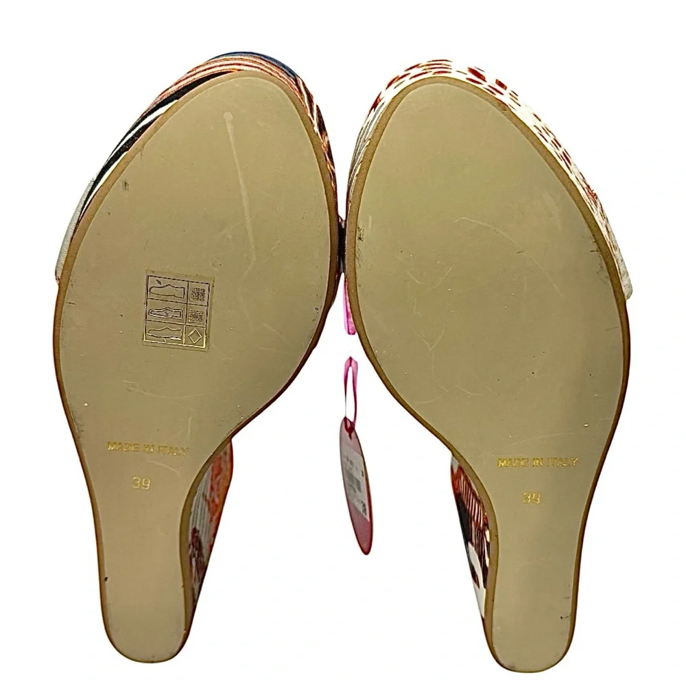 Vintage Save The Queen Strappy Wedge Sandals Multicolor EU 39 US 8 Italy